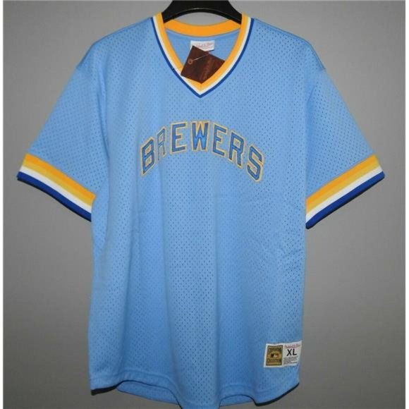 New Mens Mitchell & Ness Milwaukee Brewers Baseball Jersey - Picture 4 of 5